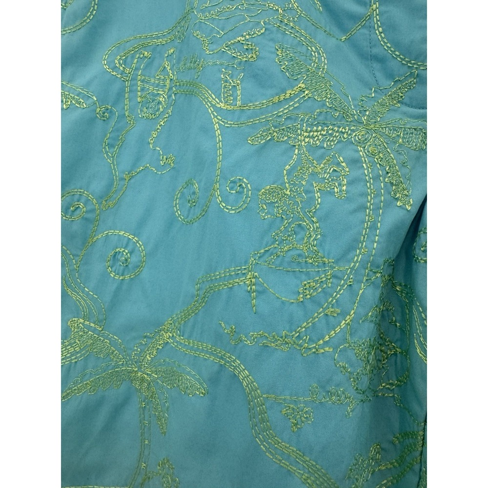 Lilly Pulitzer Vintage Embroidered Vines Capri Pants Preppy Blue Green Sz 4 - Picture 4 of 8